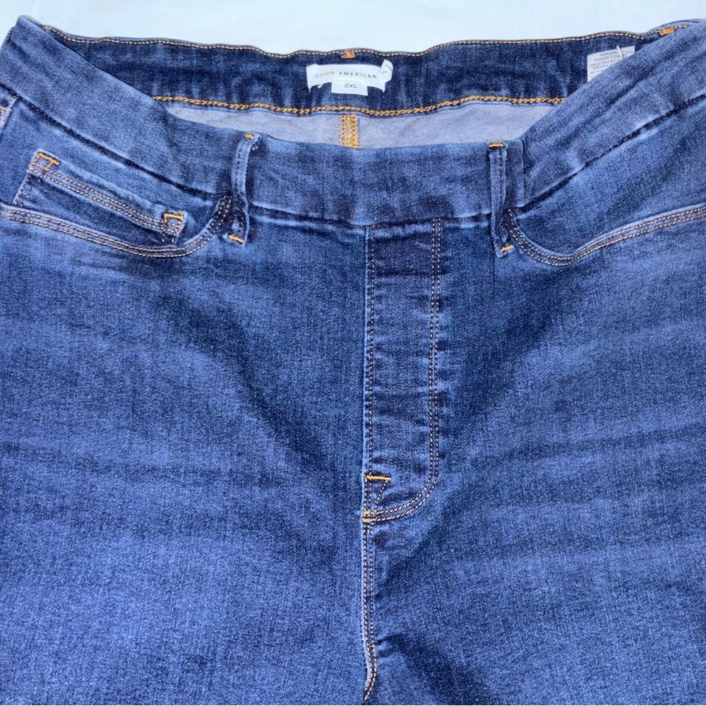 Good American POWER STRETCH PULL-ON STRAIGHT JEANS Indigo491 2X - Picture 3 of 7